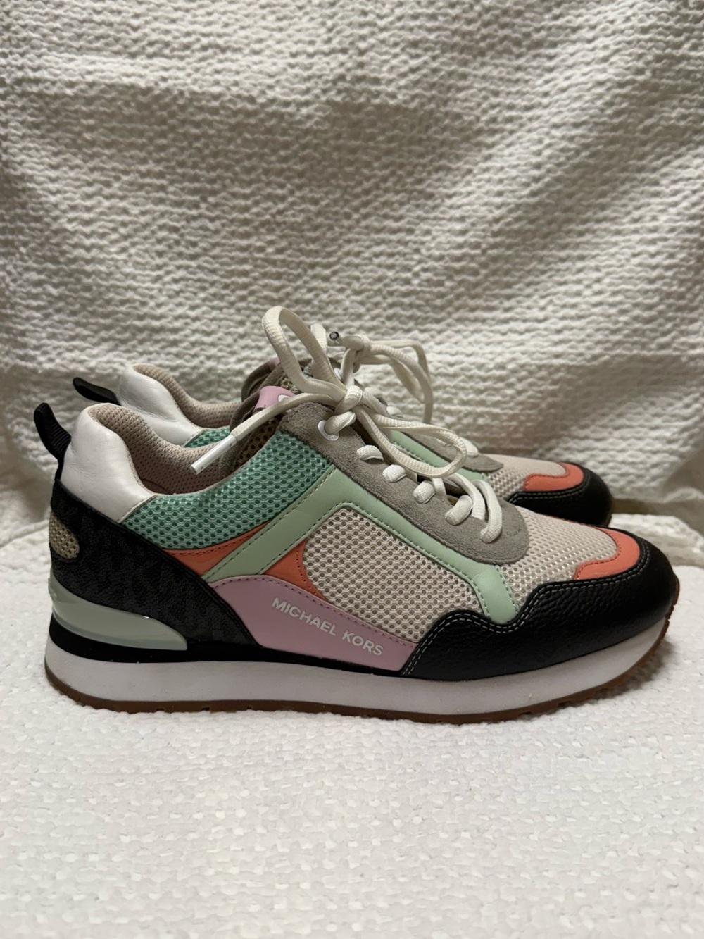 Michael Kors | Green Beige Pink Sneakers | Women's 8 - Picture 4 of 7